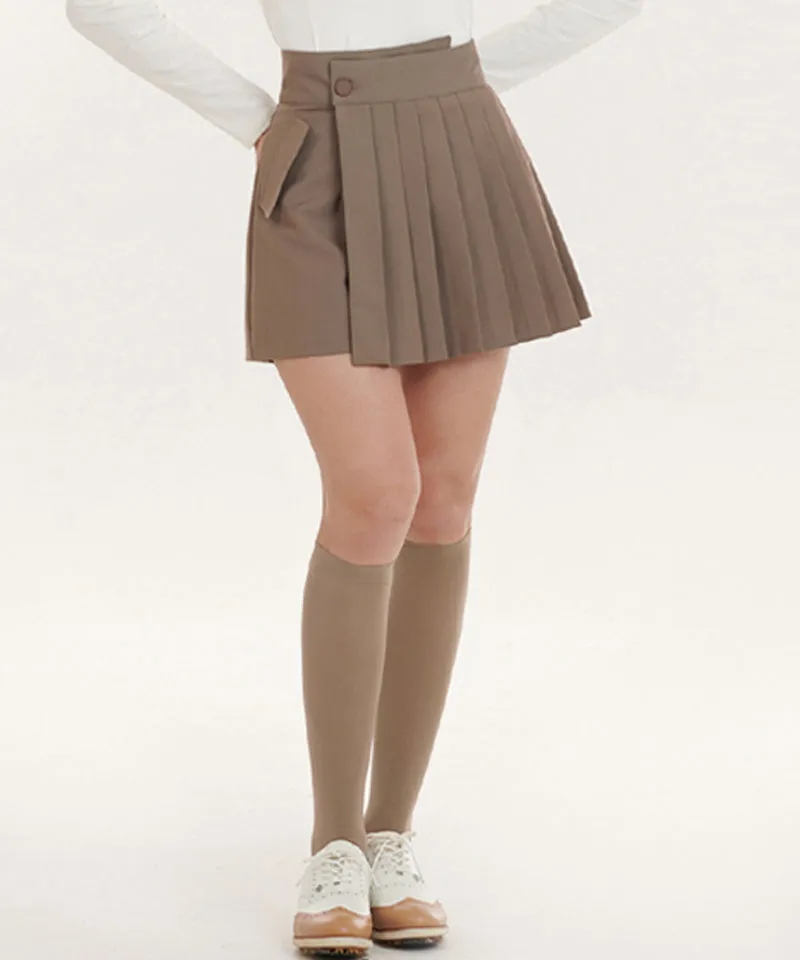 Q.C PLAY: Fall Renewal Unbalanced Pleated Wrap Skirt Shorts - 3 Colors