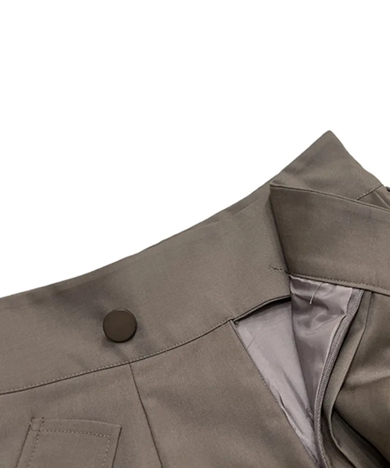 Q.C PLAY: Fall Renewal Unbalanced Pleated Wrap Skirt Shorts - 3 Colors