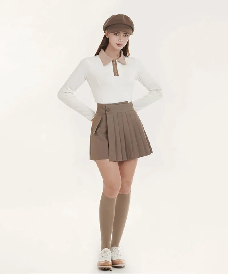 Q.C PLAY: Fall Renewal Unbalanced Pleated Wrap Skirt Shorts - 3 Colors
