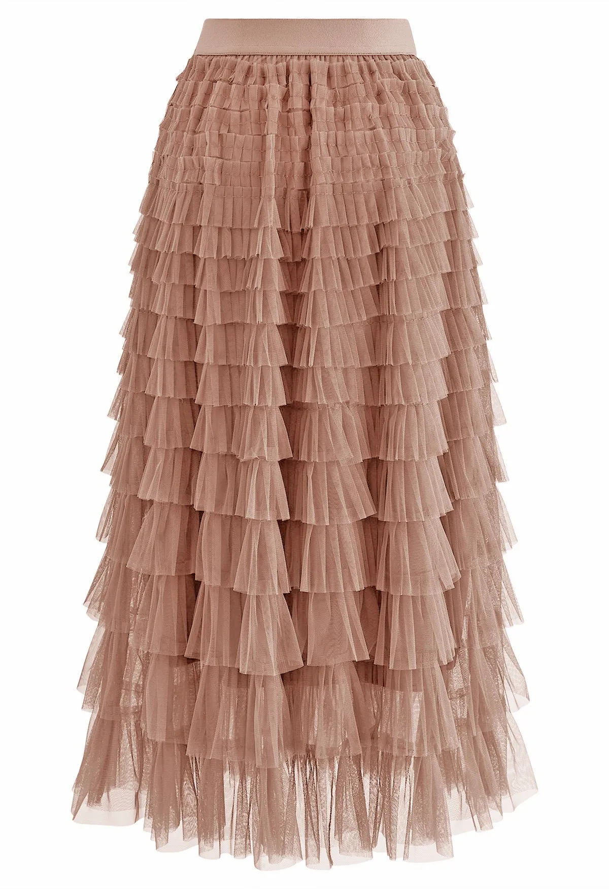 Rara Pleated Tulle Midi Skirt