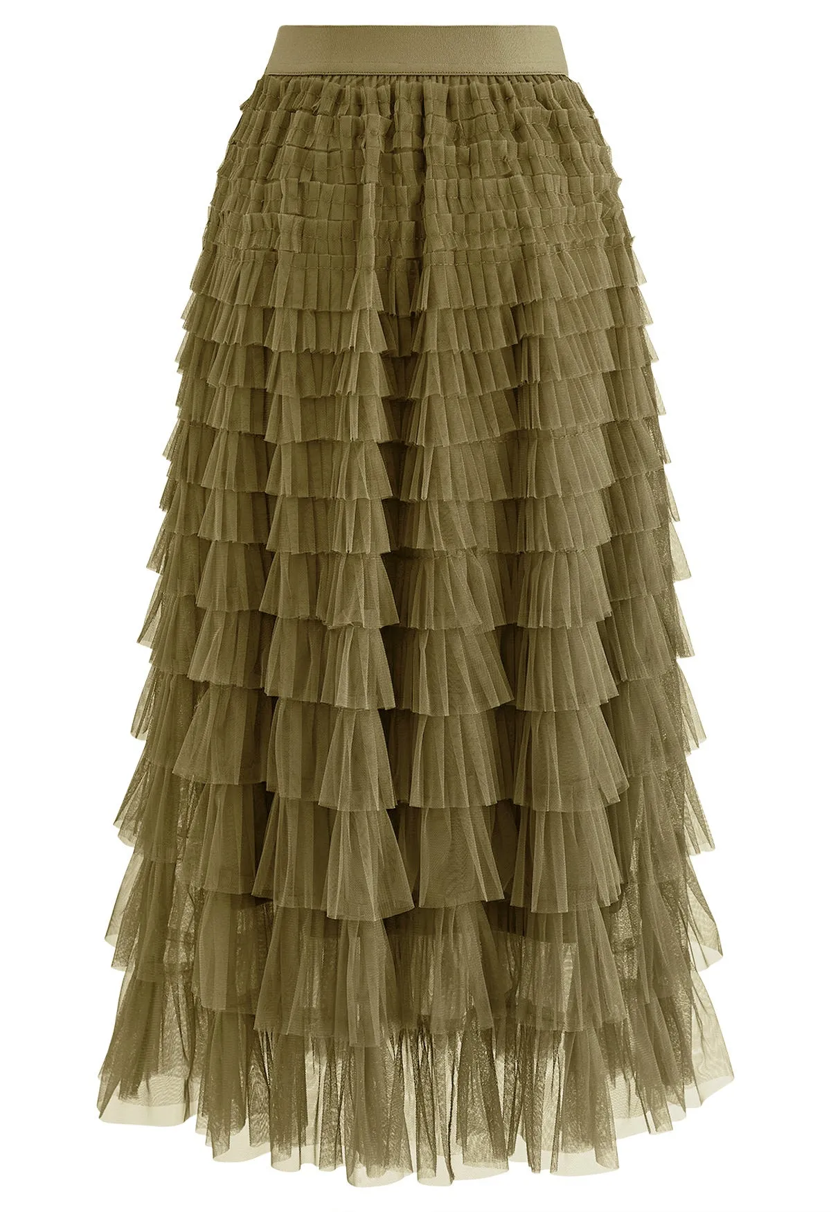 Rara Pleated Tulle Midi Skirt