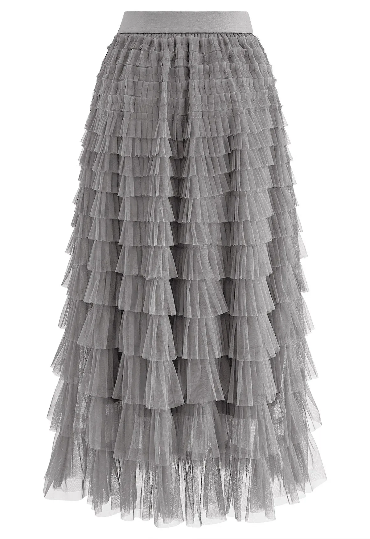 Rara Pleated Tulle Midi Skirt