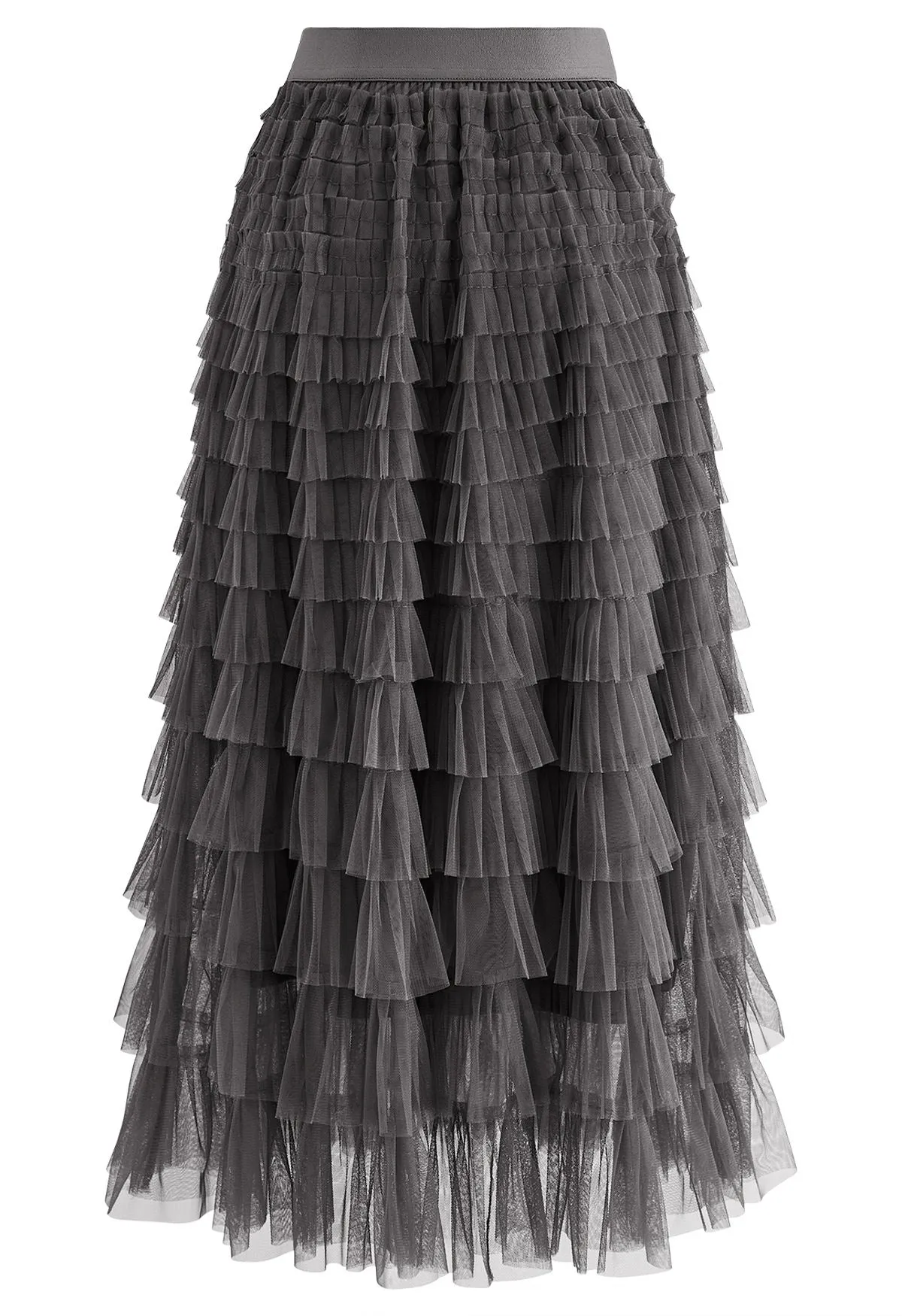 Rara Pleated Tulle Midi Skirt