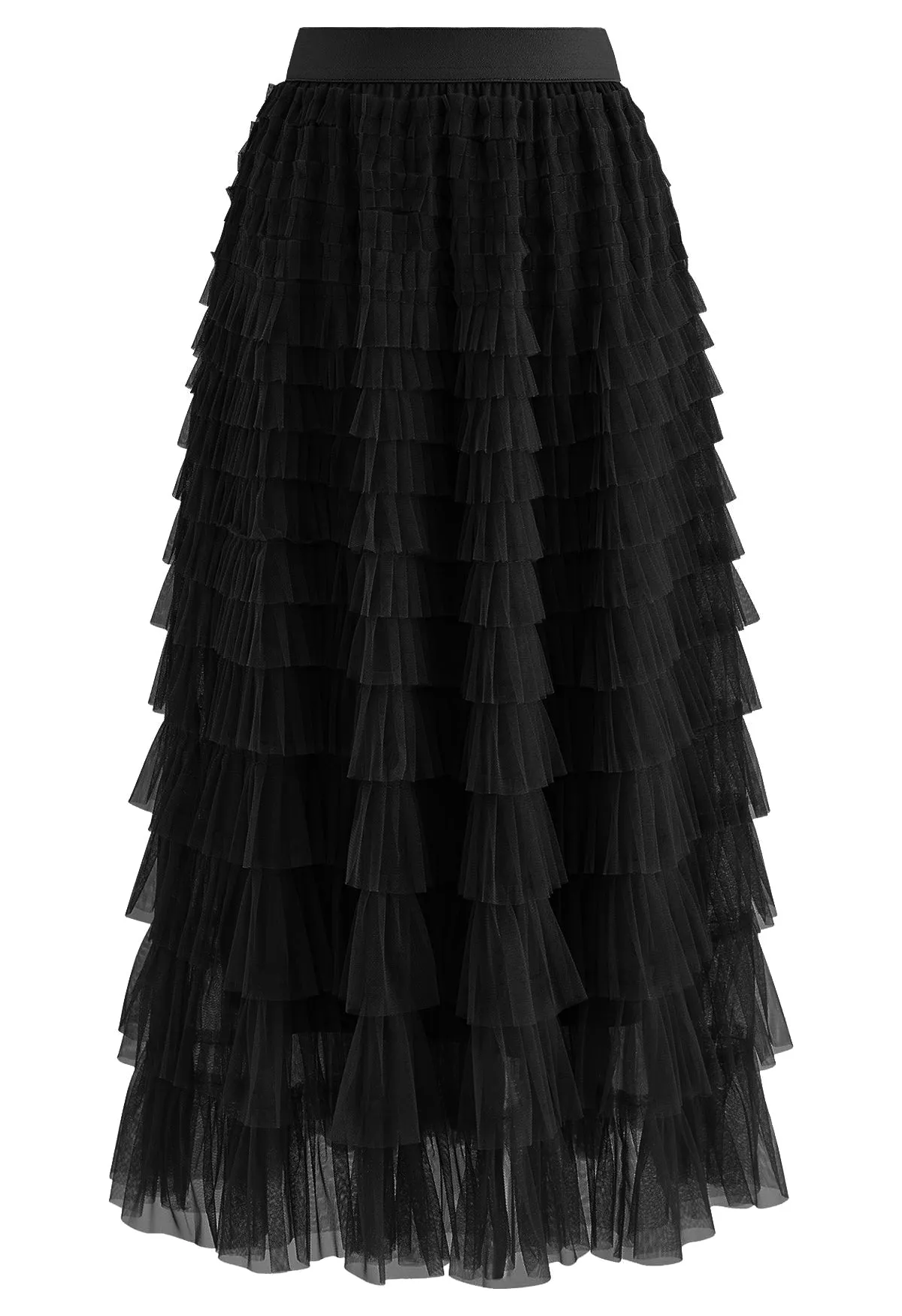 Rara Pleated Tulle Midi Skirt