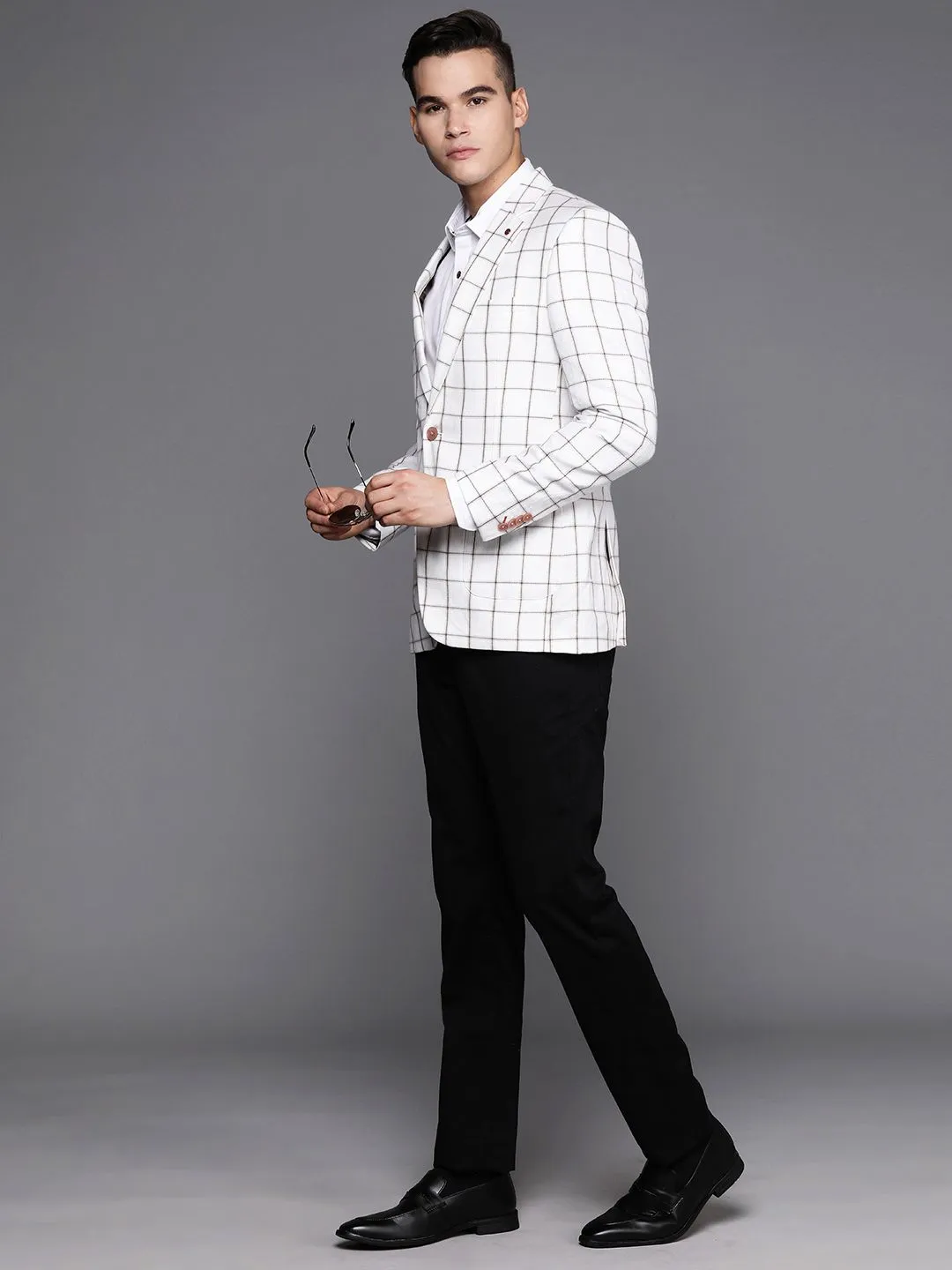 Raymond Checked Single-Breasted Blazer