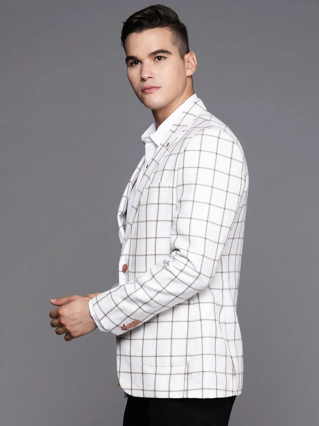Raymond Checked Single-Breasted Blazer
