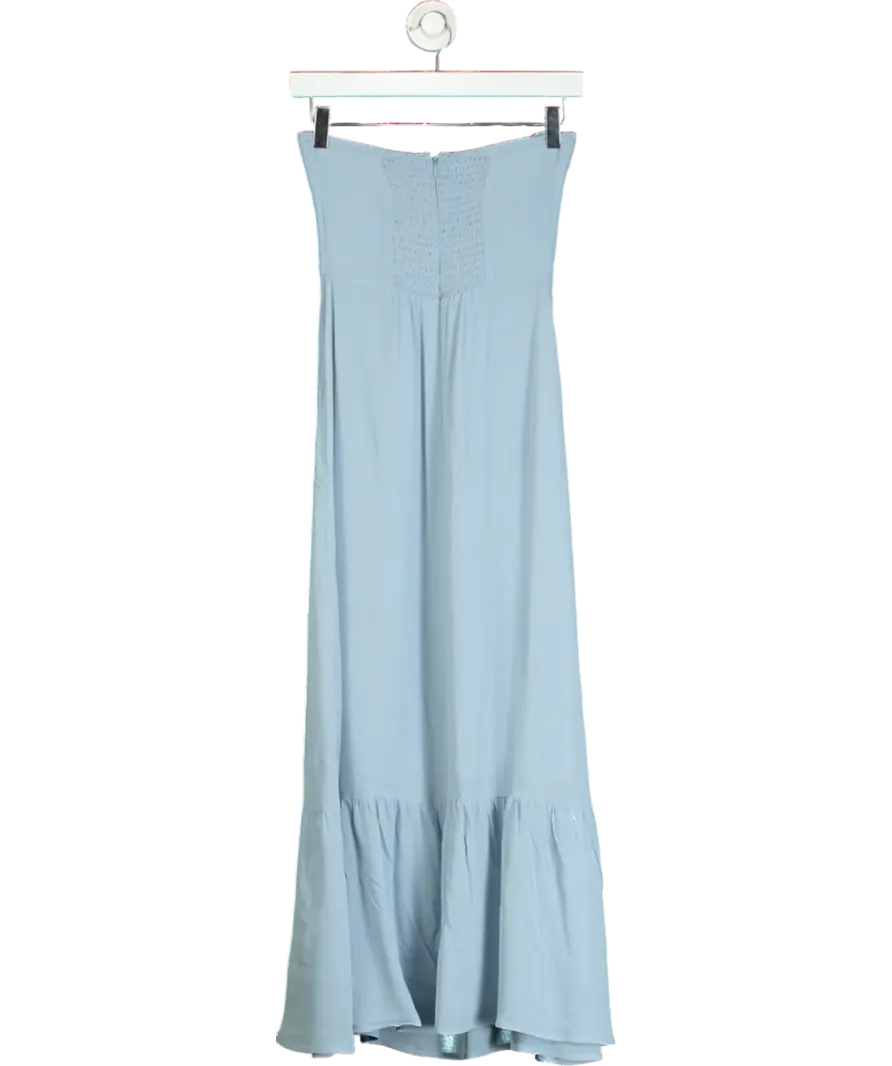 Reformation Blue Arta Strapless Dress UK 4