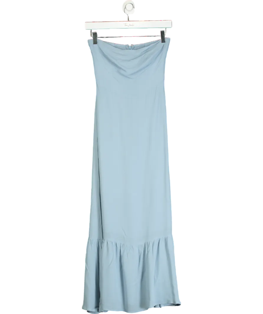 Reformation Blue Arta Strapless Dress UK 4