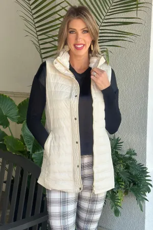Renuar Fall And Forever Oyster Long Quilted Vest