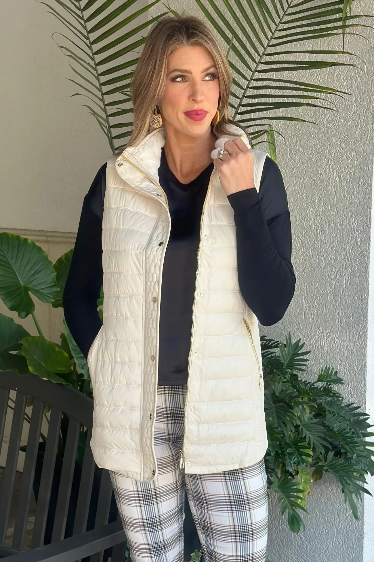 Renuar Fall And Forever Oyster Long Quilted Vest