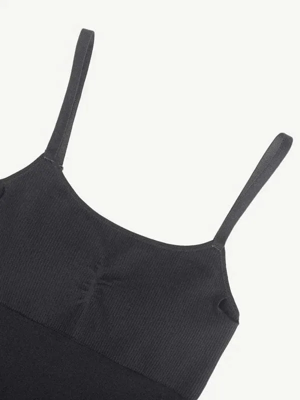 Ribbed Plus Size Bodycon Jumpsuits Shaper with Removable Pads
