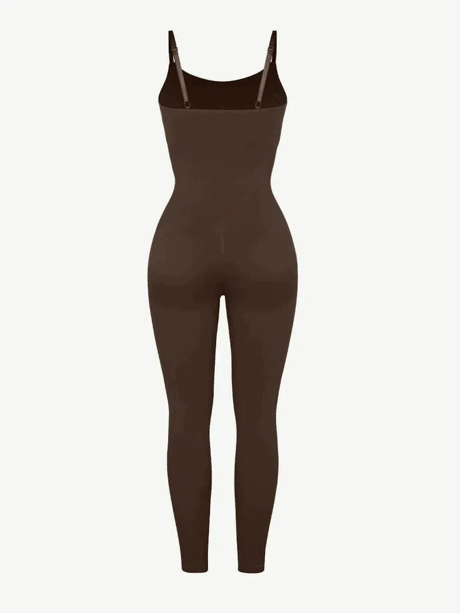 Ribbed Plus Size Bodycon Jumpsuits Shaper with Removable Pads