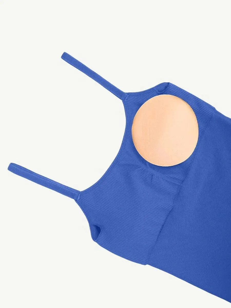 Ribbed Plus Size Bodycon Jumpsuits Shaper with Removable Pads