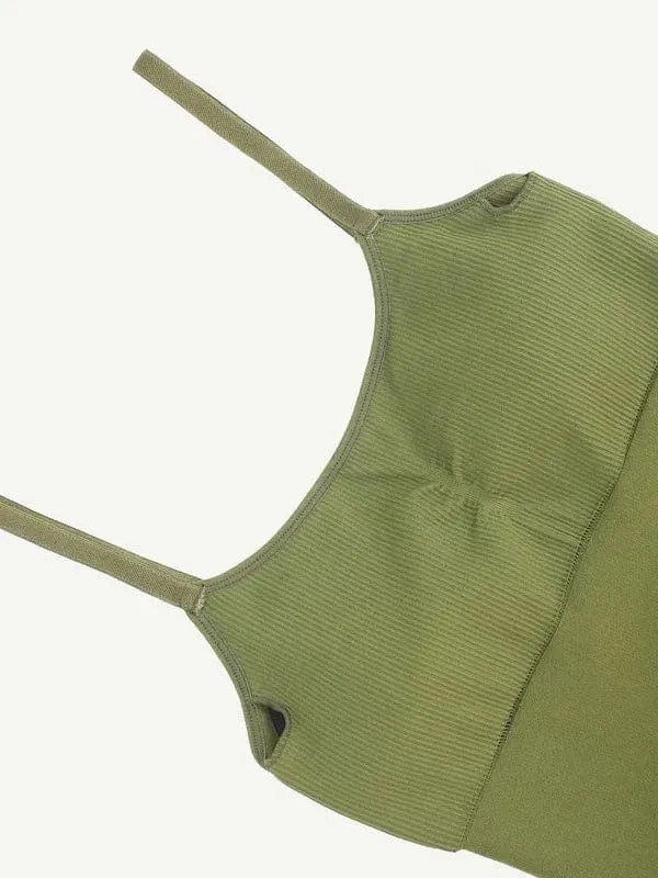 Ribbed Plus Size Bodycon Jumpsuits Shaper with Removable Pads