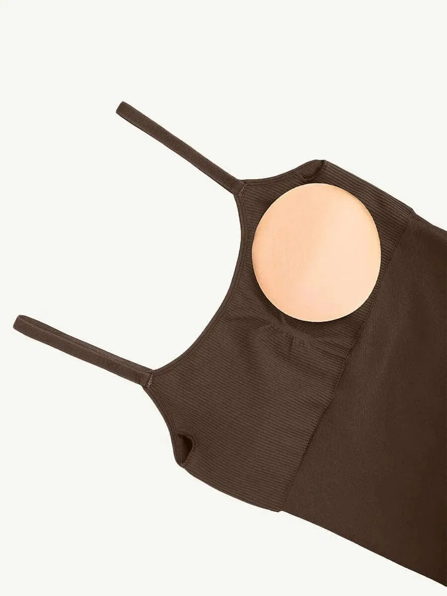 Ribbed Plus Size Bodycon Jumpsuits Shaper with Removable Pads