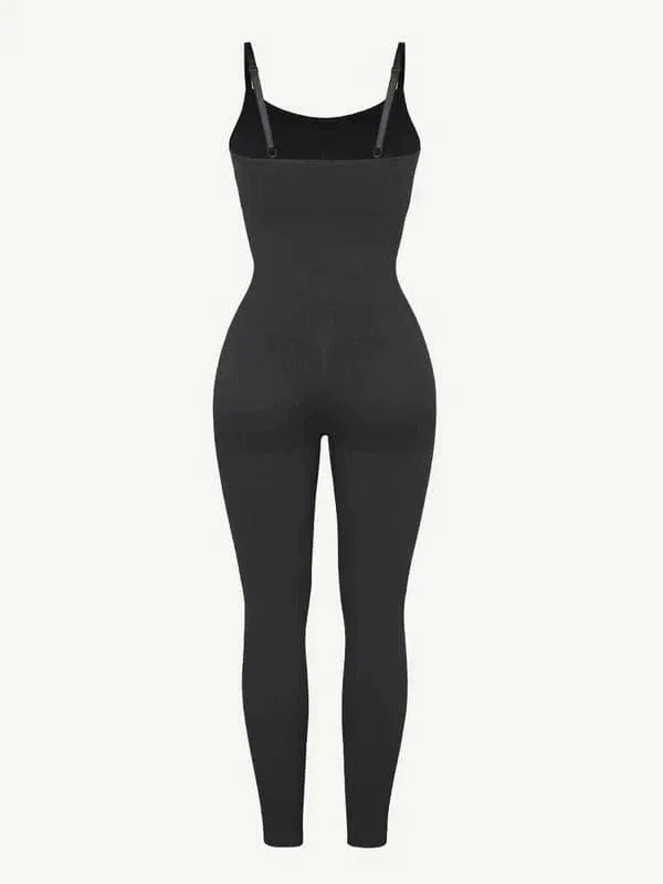 Ribbed Plus Size Bodycon Jumpsuits Shaper with Removable Pads