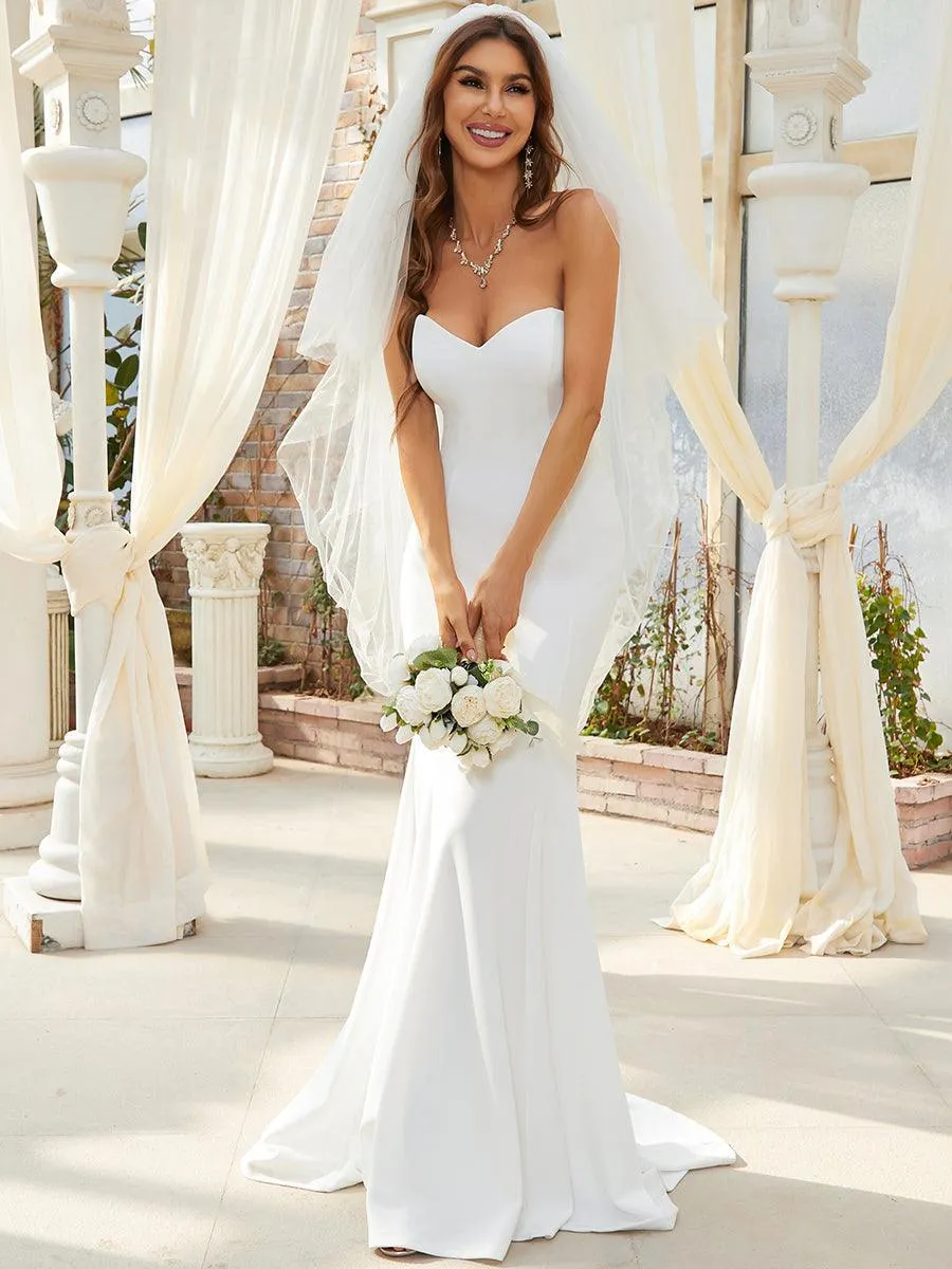 Robe de mariée sirène simple sans bretelles pour mariage(Vente finale)