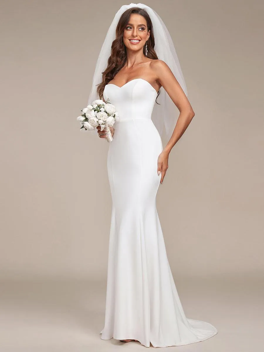Robe de mariée sirène simple sans bretelles pour mariage(Vente finale)