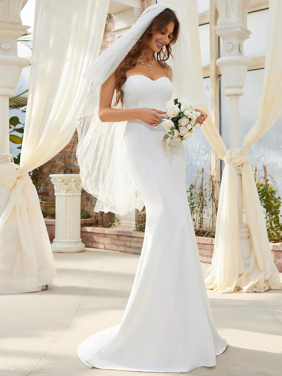 Robe de mariée sirène simple sans bretelles pour mariage(Vente finale)