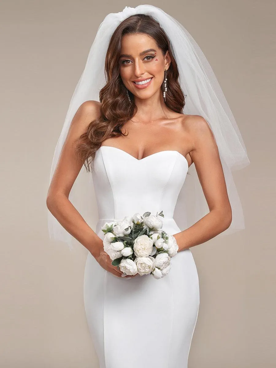 Robe de mariée sirène simple sans bretelles pour mariage(Vente finale)