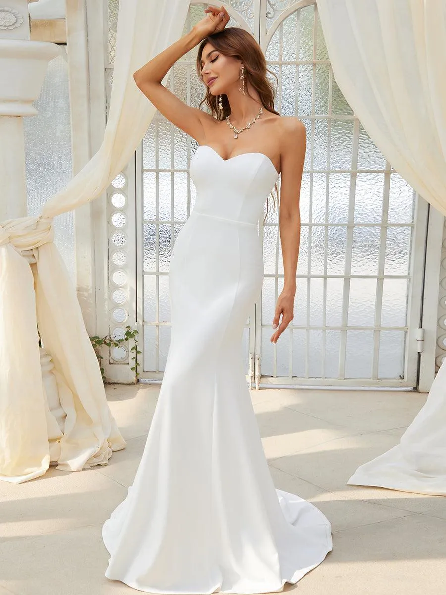 Robe de mariée sirène simple sans bretelles pour mariage(Vente finale)