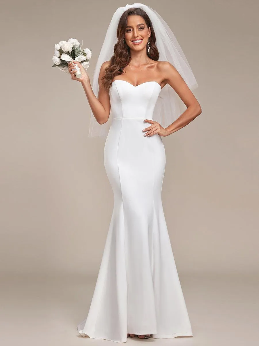 Robe de mariée sirène simple sans bretelles pour mariage(Vente finale)