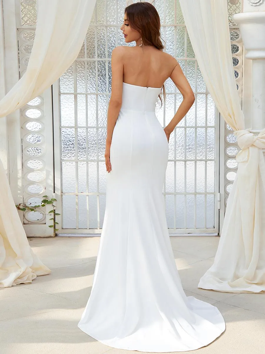 Robe de mariée sirène simple sans bretelles pour mariage(Vente finale)