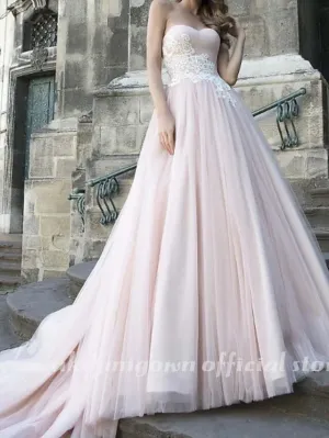 Roycebridal A-Line Wedding Dresses V Neck Sweep / Brush Train