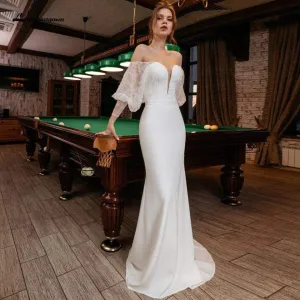 Roycebridal Bridal Mermaid Wedding Dress Satin Sexy Women Lace
