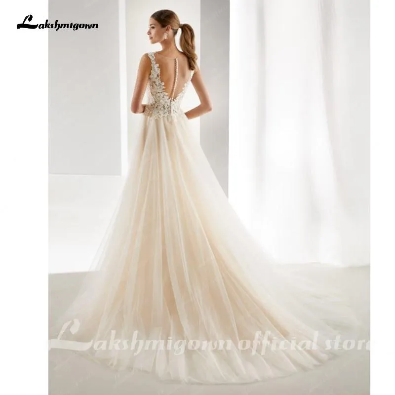 Roycebridal Elegant A-line Champagne Wedding Dresses Mariage Appliques