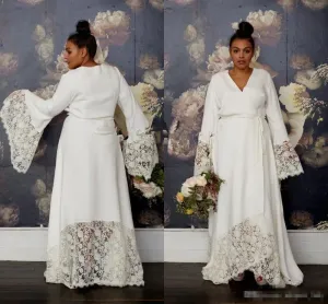 Roycebridal Plus Size Hippie Wedding Dresses with Long Bell Sleeve