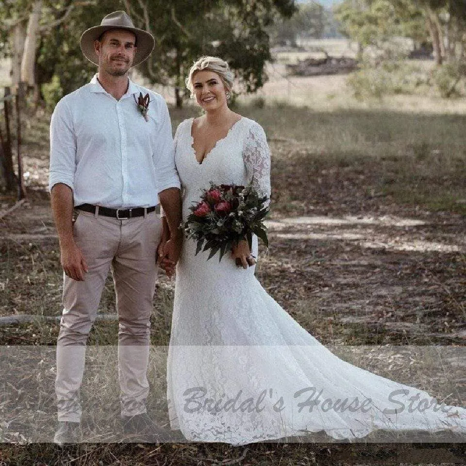 Roycebridal Plus Size Mermaid Wedding Dress Sexy Lace