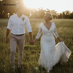 Roycebridal Plus Size Mermaid Wedding Dress Sexy Lace