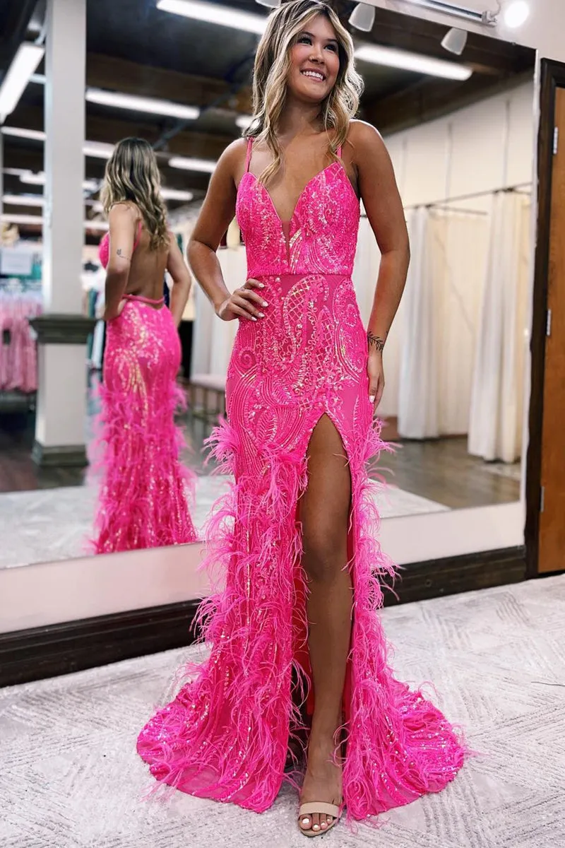 Roycebridal Sonia | Jade Sequin Lace V Neck Mermaid Prom Dresses with Slit