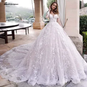 Roycebridal V-Neck A Line Lace Wedding Dresses