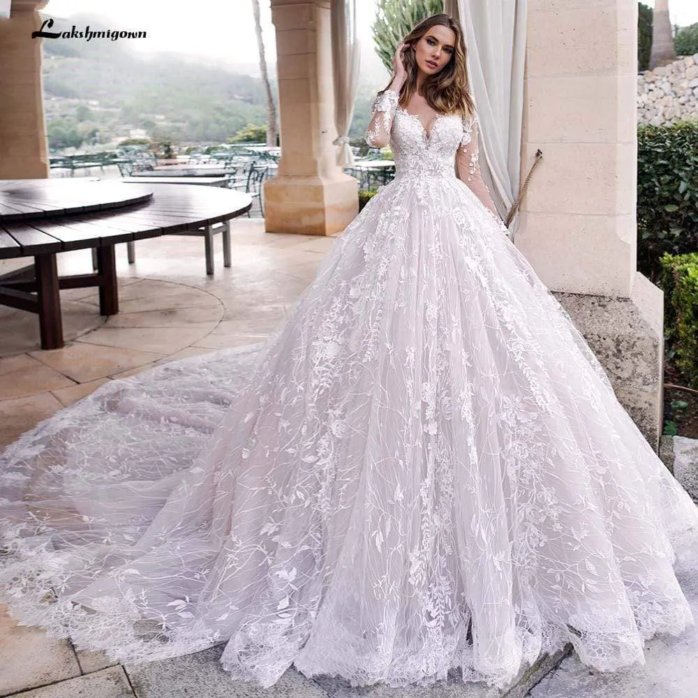 Roycebridal V-Neck A Line Lace Wedding Dresses