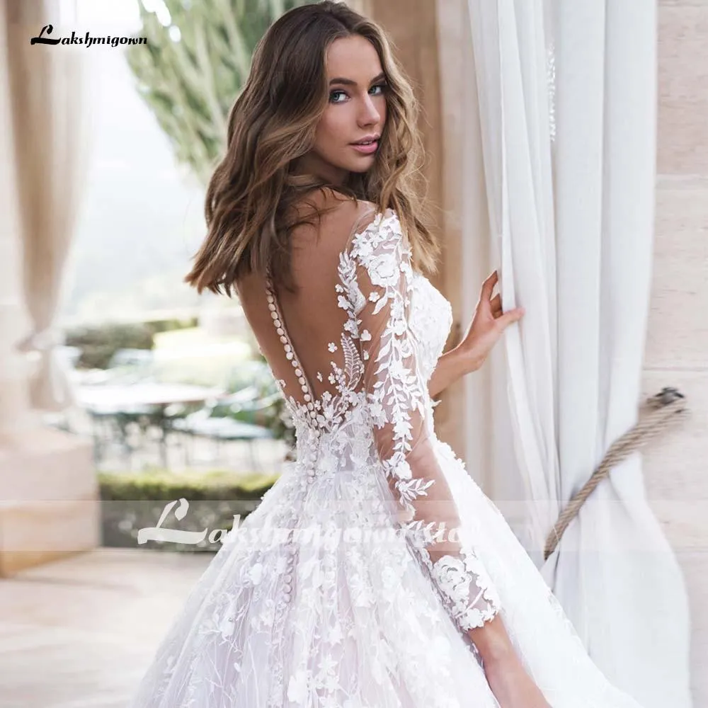 Roycebridal V-Neck A Line Lace Wedding Dresses
