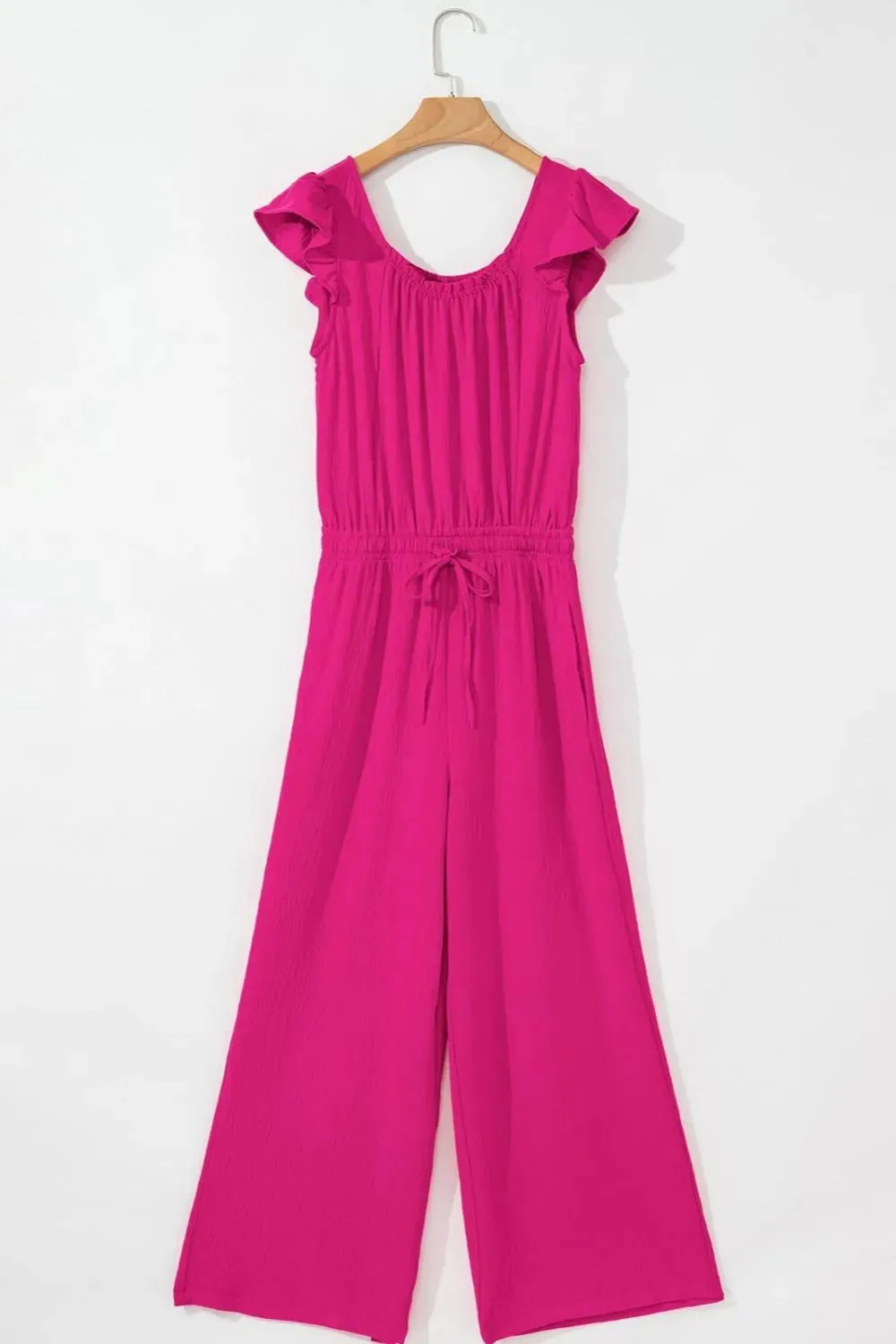 Ruffled Cap Sleeve Wide Leg Jumpsuit