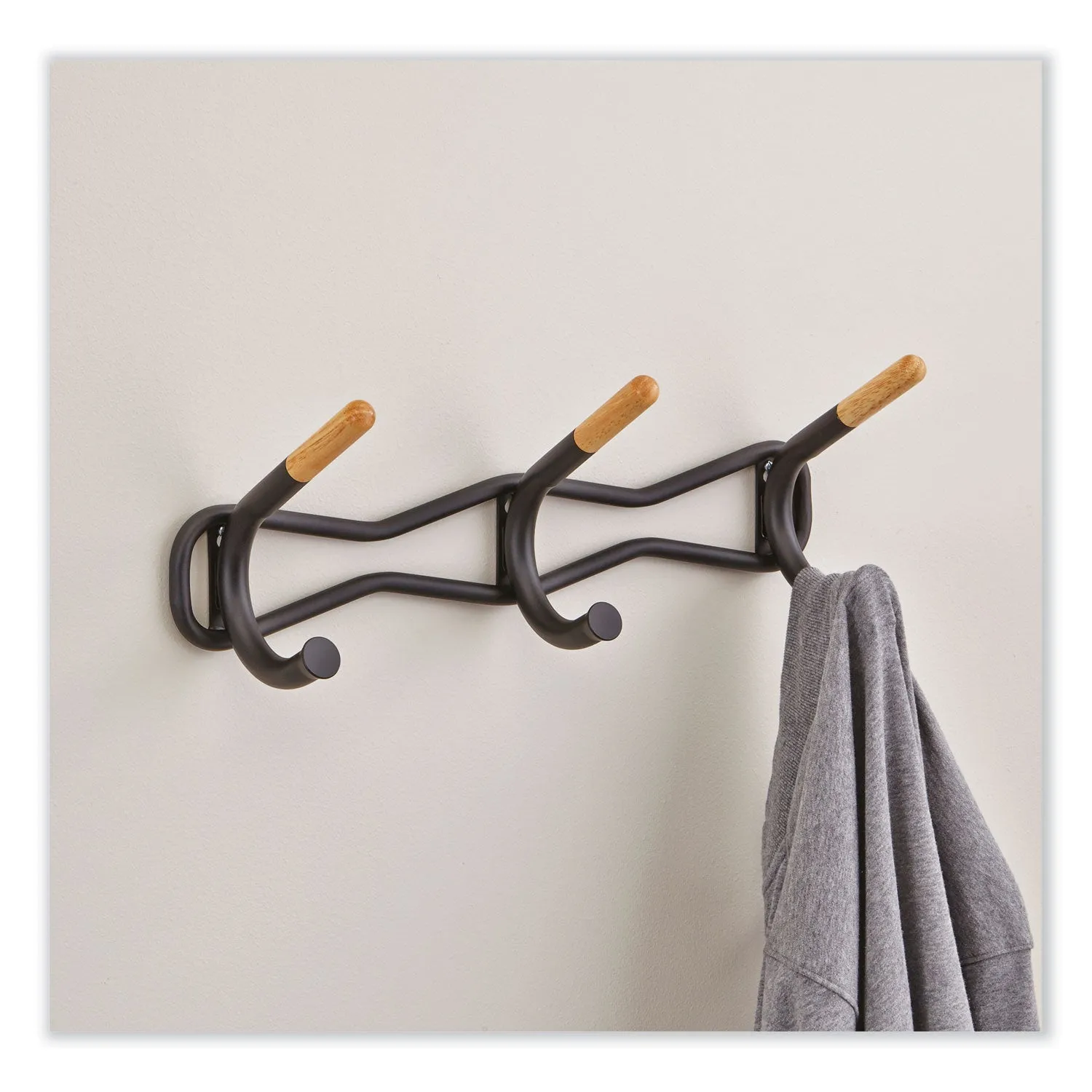 Safco® Family Coat Wall Rack, 3 Hook, 18.5w x 6.25d x 7.25h, Cream