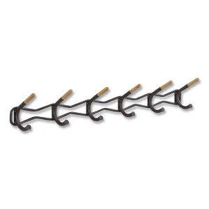 Safco® Family Coat Wall Rack, 6 Hook, 42.75w x 5.25d x 7.25h, Black