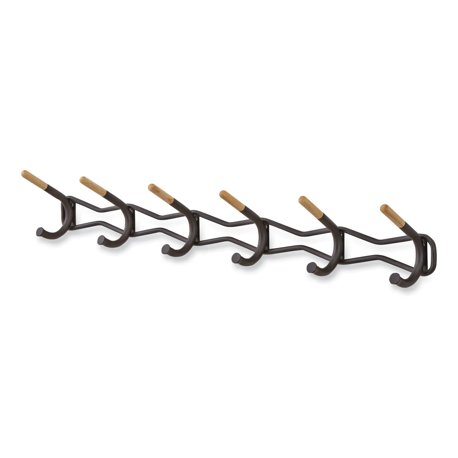 Safco® Family Coat Wall Rack, 6 Hook, 42.75w x 5.25d x 7.25h, Black