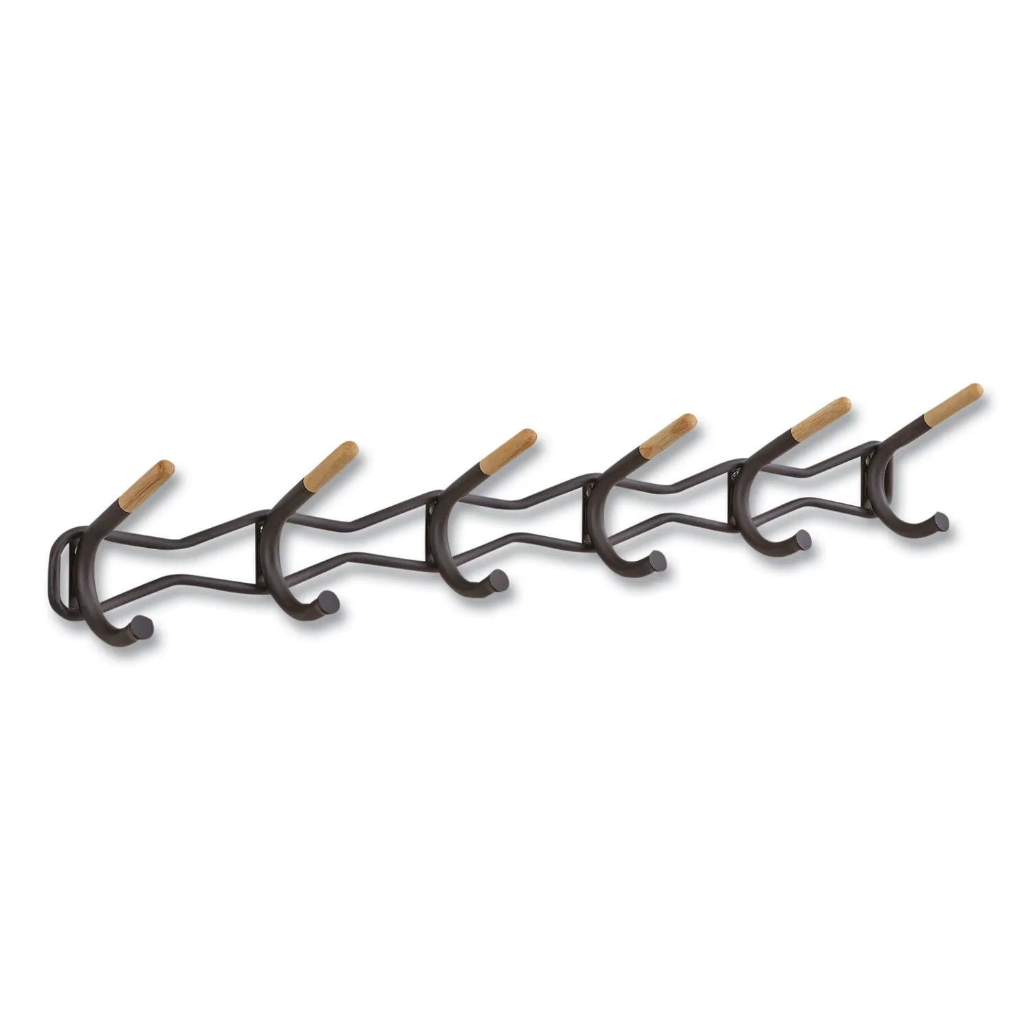 Safco® Family Coat Wall Rack, 6 Hook, 42.75w x 5.25d x 7.25h, Black