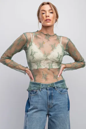 Sage Green Lace Top