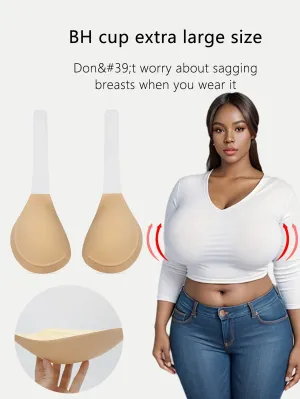 SAHOBBIEHOP Invisible Strapless Plus Size Bra - 3D Cup, Anti-Sagging, Soft Polyester, All Outfits