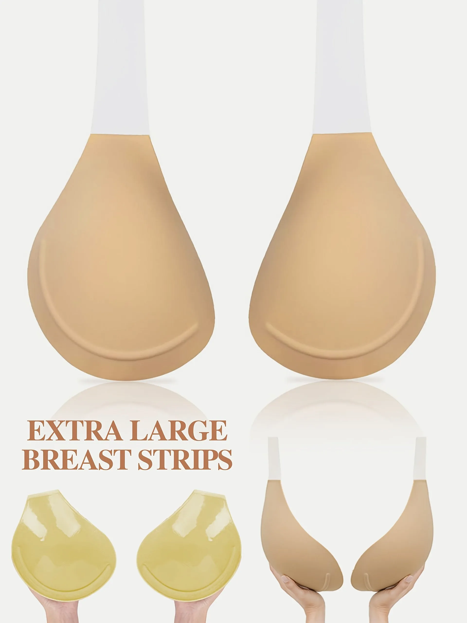 SAHOBBIEHOP Invisible Strapless Plus Size Bra - 3D Cup, Anti-Sagging, Soft Polyester, All Outfits