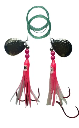 Salmon Tackle- Kokopros® Twin Pack Pink and White #3 Salmon Hoochie's 4/0