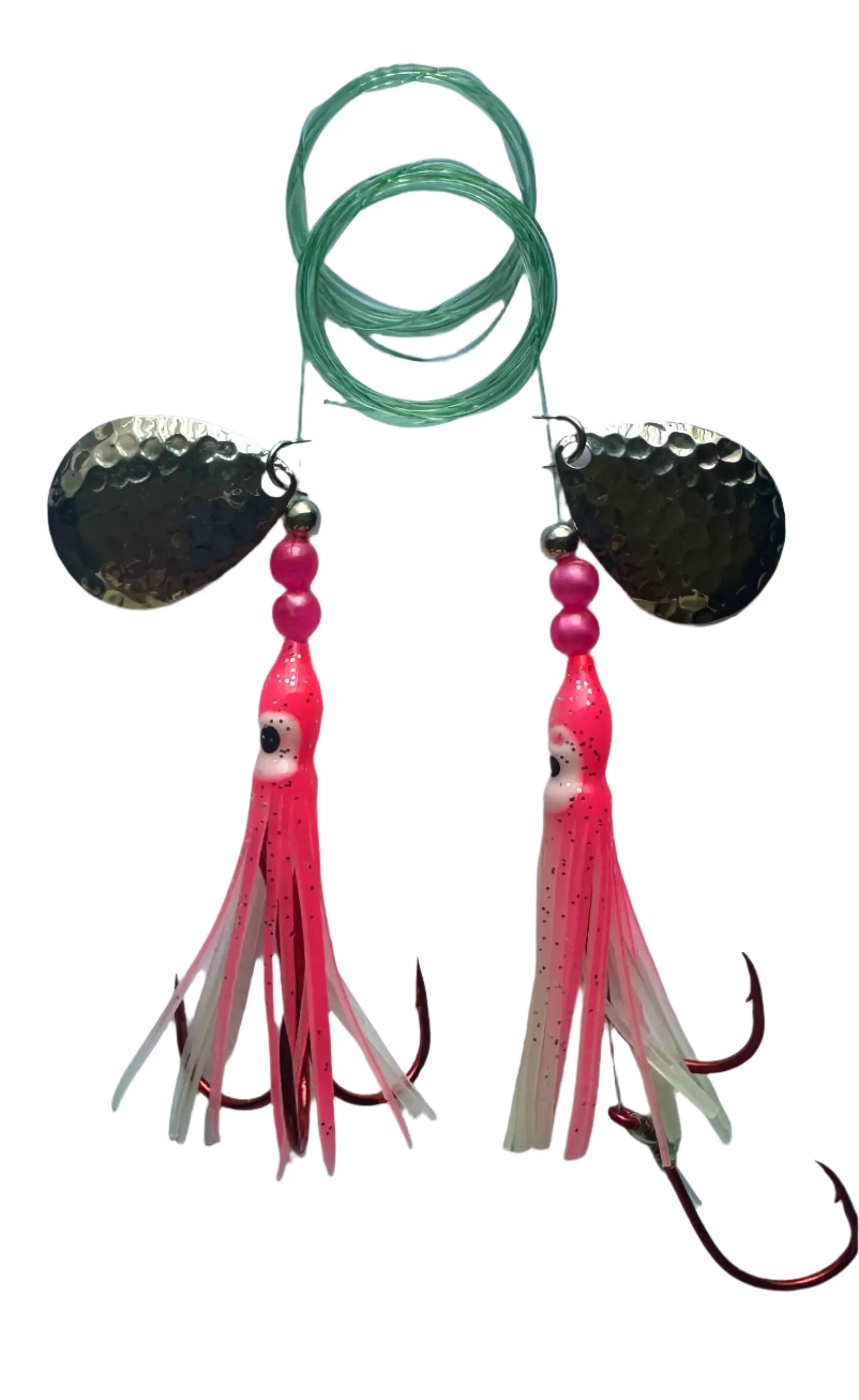 Salmon Tackle- Kokopros® Twin Pack Pink and White #3 Salmon Hoochie's 4/0