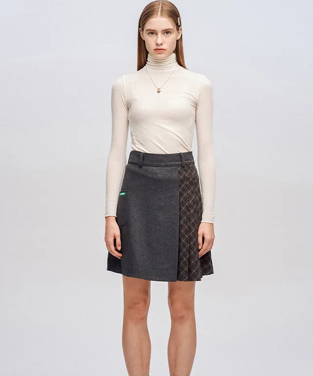 [SAMPLE SALE]LE SONNET Mixed Pleats Skirt - Grey