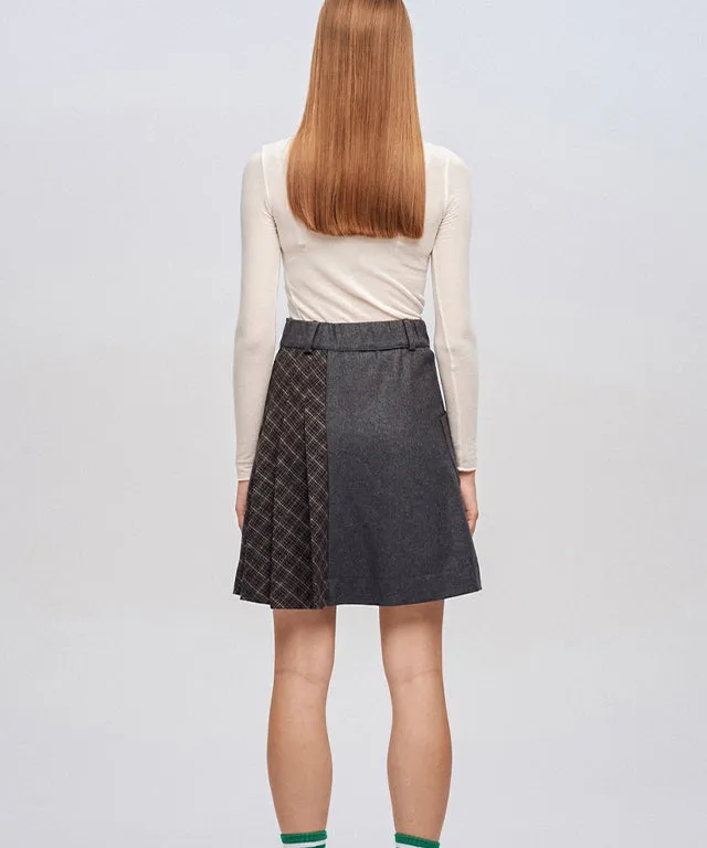 [SAMPLE SALE]LE SONNET Mixed Pleats Skirt - Grey