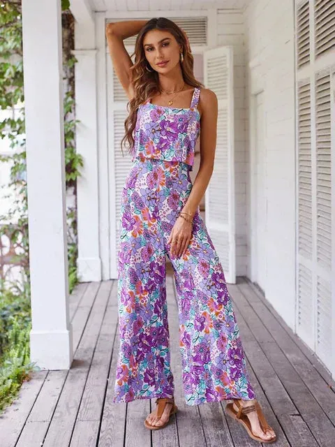 Sandra - Floral Wide-leg Jumpsuit